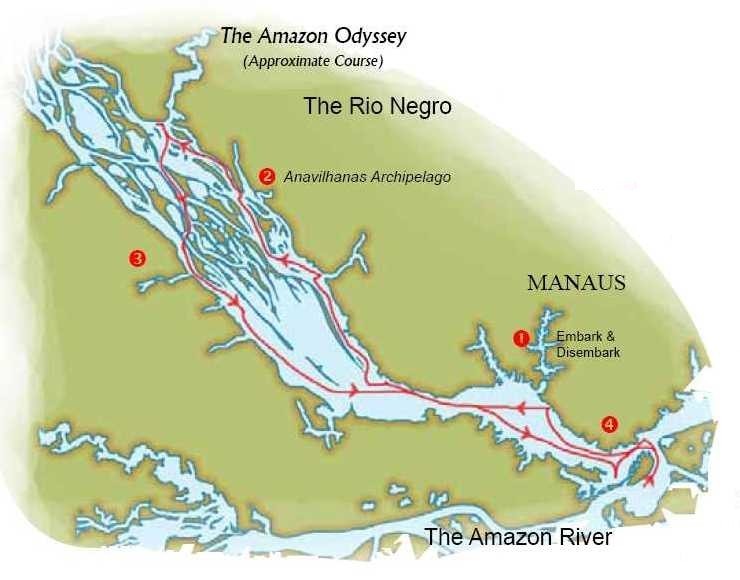 M/Y Tucano The Amazon Odyssey cruise map