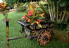 Colorfully painted oxcart