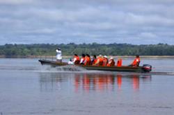 You will board a skiff to explore the Yarapa River.