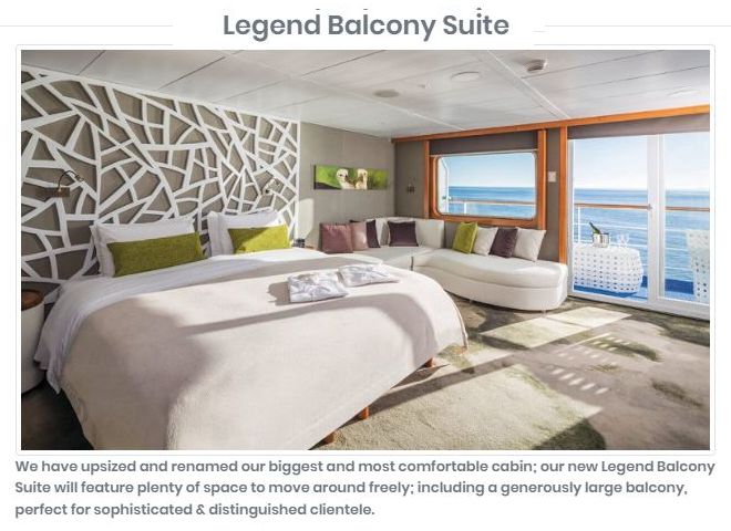 M/V Galapagos Legend Legend Balcony Suite Plus Cabin