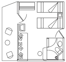 Balcony Suite Outside Cabin Floor Plan, M/V Galapagos Legend