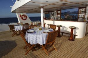 Outside Dining, Catamaran M/C Galapagos Seaman Journey