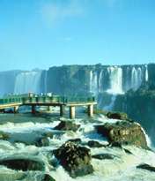 Viewing Iguassu Falls from the Brazilian side. You can walk out to the edge and look right over the falls!