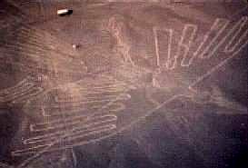Nazca Lines, Peru - For size reference, note the bus at the top left of the photo.