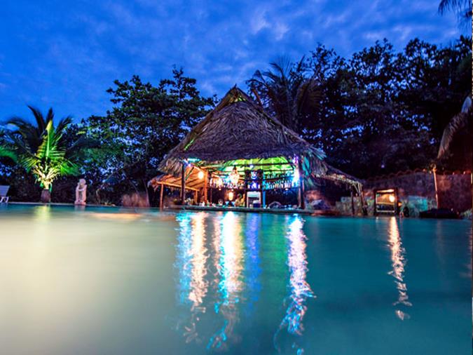 Swimming pool and clubhouse, Popa Paradise Beach Resort, Bocas del Toro, Panama