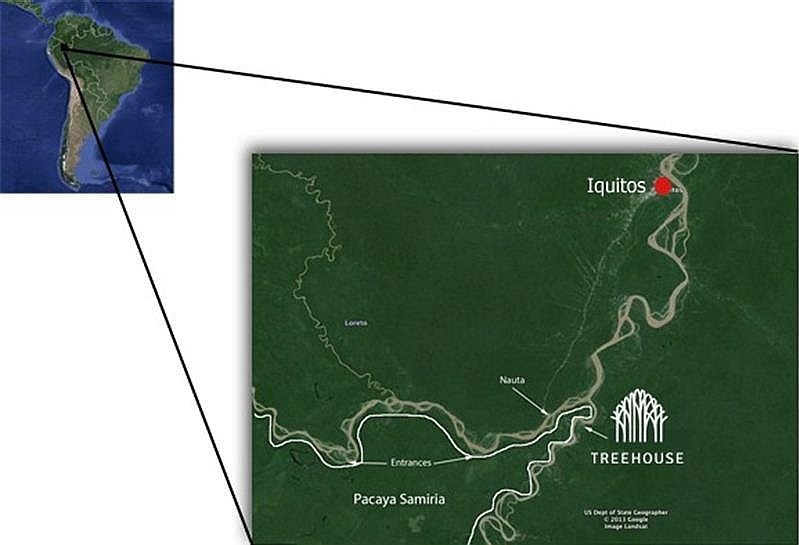 Treehouse Lodge location map, Treehouse Lodge, San Juan Bautista Iquitos, Loreto, Peru