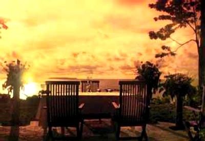 Spectacular sunset on the patio at Casa Corcovado, Costa Rica