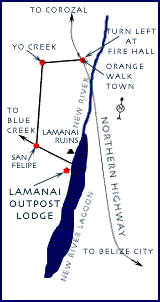 Map, Lamanai Outpost Lodge, Belize
