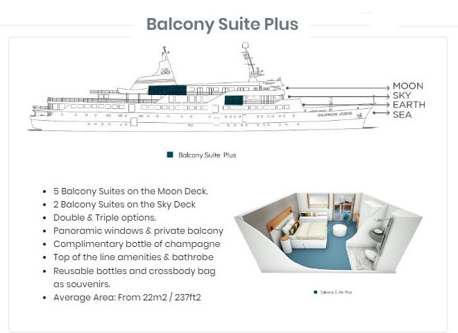M/V Galapagos Legend Balcony Suite Plus Cabin