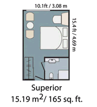 Boat Deck Superior Twins Outside Cabin Floor Plan, M/V Santa Cruz