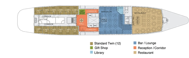 Galapagos M/V Santa Cruz Upper Deck Plan