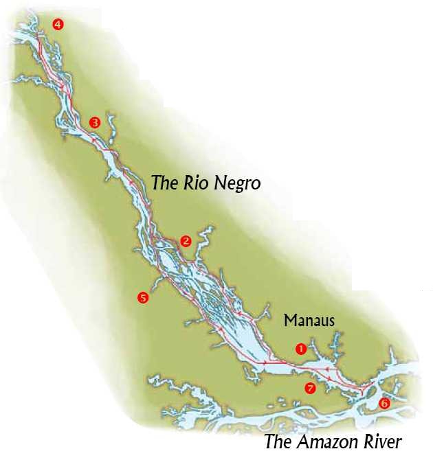 M/Y Tucano The Amazon Odyssey cruise map