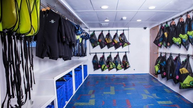 Galapagos Yachts M/Y Coral I & M/Y Coral II Snorkeling Equipment Room