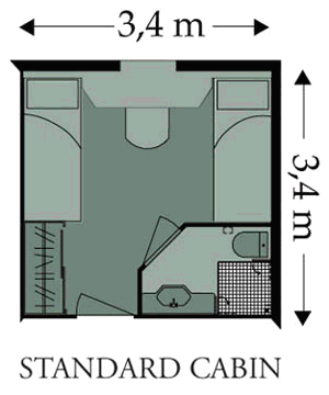 Upper Deck Standard Cabin Floor Plan, M/V Santa Cruz