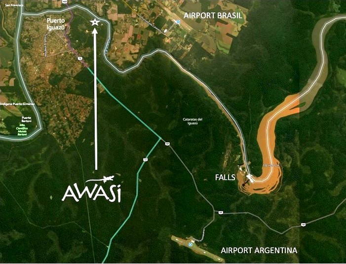 Location Map, Awasi Iguazu Hotel, Iguazu Falls, Misones Province, Argentina Location Map, Awasi Iguazu Hotel, Iguazu Falls, Misones Province, Argentina